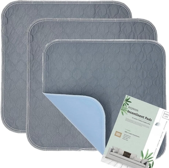 Quilted Incontinence Chair Pads Absorbent Chair Pads for Incontinence Washable Adult Pee Pads for Chairs for Kids Elderly Pets 3pcs 21x22in Grey
