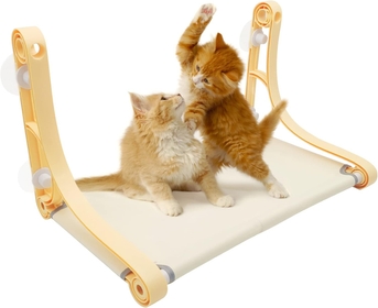 Cat Window Perch, Cats Hammocks Seat for Indoor Cats with 2 Installation Styles Kitten Bed with Reinforced Screw Suction Cups & Shelves Space Saving Window Furniture for Small Cats Playing