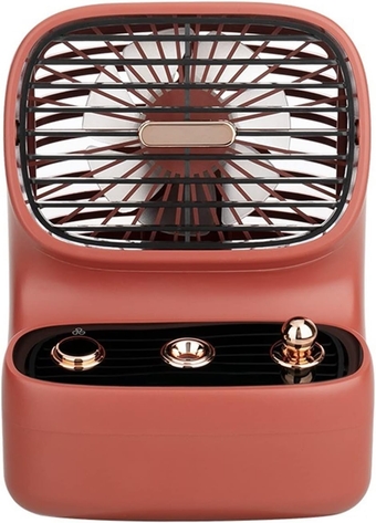 Desktop Portable Fan Table Fan Cooling Air Humidifier for Home Air Conditioner Air Cooler Rechargeable Retro Electric Fan Summer (Color : Red)