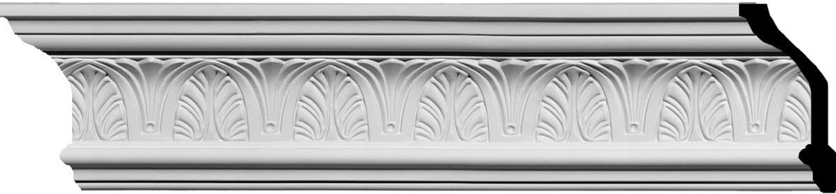MLD04X02X05AS ASA Acanthus Leaf Crown Moulding, 5"H x 2 1/2"P x 5 1/2"F x 94 1/2"L, White