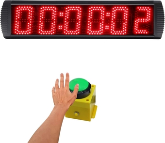 Ganxin 5 Inch 6-Digit LED Race Timing Clock, Running Event Gym Timer Clock for Countdown/Count Up,12/24 Hour Real Time Clock, Stopwatch with Remote Control,Portable Large Wall Clock (Red+Button)