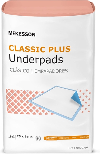 Classic Underpads, Incontinence Bed Pads, Light Absorbency, 23 in x 36 in, 10 Count
