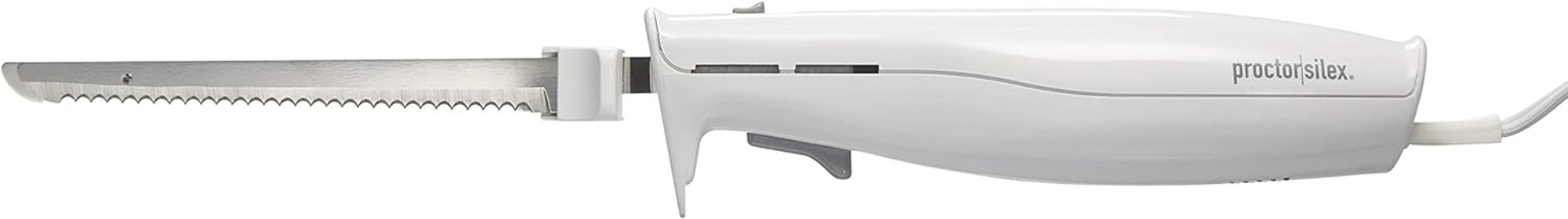 Easy Slice Electric Knife for Carving Meats, Poultry, Bread, Crafting Foam and More, Lightweight with Contoured Grip, White