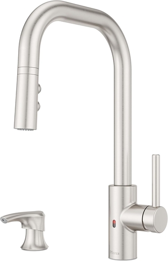 Zanna Touchless Kitchen Faucet with Pull Down Sprayer and Soap Dispenser, Single Handle, High Arc, Spot Defense Stainless Steel Finish, F529EZN3GS
