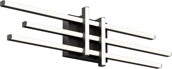 Grid 19W Modern LED Vanity Light Fixture, Matte Black Finish - Ideal for Bathroom Lighting - 1100 Lumens, 4000 Kelvin, Made of Steel, No Bulb Required