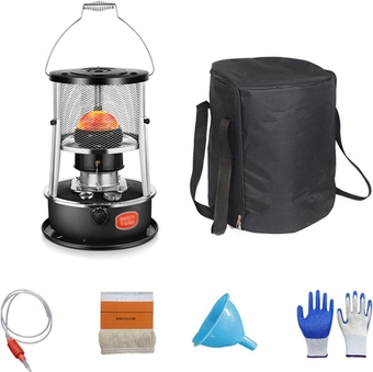 Patio Heater Heating Without Electricity Portable Oil Heater Burner for Camping Cooking Heating 360° Surround Heating 4.5l Large Capacity(Size:Suit,Color:Balck B)