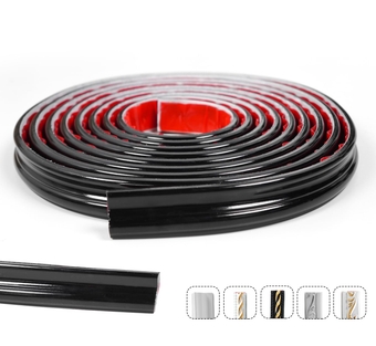 W&S Pure Black Peel and Stick Flexible Chair Rail Molding Wall Trim,Self Adhesive Caulk Strip for Wall Edge/Ceiling/Door Frame/Mirror,Stick on Waterpooof Backsplash Tile Trimming(16.4 Feet)