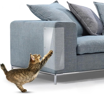 Anti Cat Scratch Furniture Protector - 12PCS Transparent Sticker Furniture Protector Self-Adhesive Cat Tape for Sofa, Bed, Door (12 PACK/18.5x5.5'')