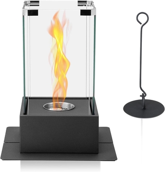 &  Tabletop Fire Pit, Portable Ethanol Fireplace with Surprising Tornado Effect for Indoor/Outdoor, Black