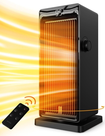 Space Heater,  1500W Portable Electric Heater for Bedroom, ECO Thermostat 90° Oscillating, 24 hours timer, Fast Heating, with Remote, Overheat Protection, LED Display for Office