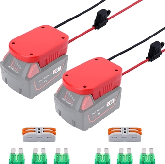 2 Packs Power Wheel Adapter for Milwaukee M18 Battery Adapter 18V Power Wheels Battery Converter with Fuses & Wire Terminals, 12AWG Wire, Power Connector for DIY Rc Car Toys, Robotics and Rc Truck