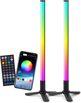 LED Smart Light Bars, Bluetooth APP and Remote Control, Color RGB Flow Light Bars Sync with Music and Voice for Entertainment, PC, TV, Room Decoration