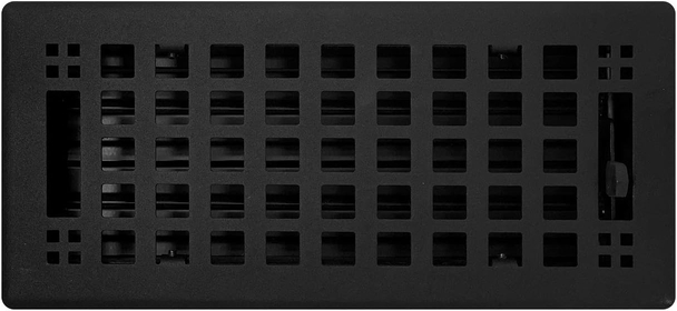 Contemporary Artisan Style Vent Cover, Solid Cast Steel Interior, Controls Air Flow, 4 x 12 inches (Overall Face: 5.25 x 13.25 inches), Matte Black