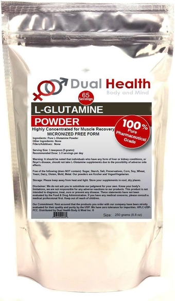L-Glutamine (250g - 8.8 oz) Pure Powder 5000mg Free Form Bulk Supplements, Made in USA, Immune Digestion GI Support Leaky Gut Health Muscle Energy Stamina Endurance Strength