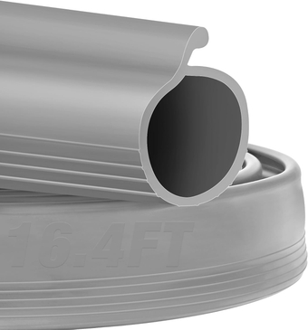 16.4FT Garage Door Seals Bottom Rubber P Bulb Bottom Weather Seal, Weatherproof Replacement Weather Stripping Compatible with Overhead Door (16.4 FT, Gray)
