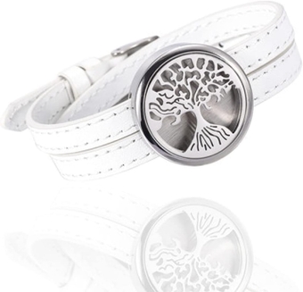 Hollow Tree of Life Heart Locket Essential Oil Diffuser Pendant Fragrance Bracelets Set As Gift 12 Pads Box Free,5