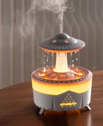 Zen Raining Cloud Night Light Aromatherapy Essential Oil Diffuser Rain Cloud Humidifier,Water Drip White Noise Micro Humidifier Desk Fountain Bedside Sleeping Relaxing Mood Water Drop Sound (White)