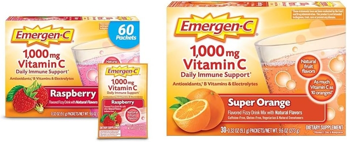 1000mg Vitamin C Powder, with Antioxidants, B Vitamins and Electrolytes & 1000mg Vitamin C Powder for Daily Immune Support Caffeine Free Vitamin C Supplements