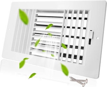 10"w x 6"h Ceiling Register,  3-Way Plastic Lightweight Air Vent Cover Sidewall/Ceiling Register Vent with Manual Adjuster for Office, Bathroom, Toilet