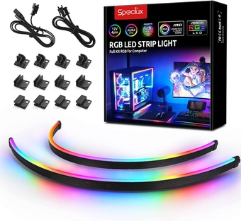 NEON Addressable RGB PC LED Strip, 2x15.7inch WS2812 RGB Rainbow Magnetic ARGB Strip for 5V 3-pin Aura SYNC, Gigabyte RGB Fusion, MSI Mystic Light Sync, with 12pcs Strong Magnetic Brackets