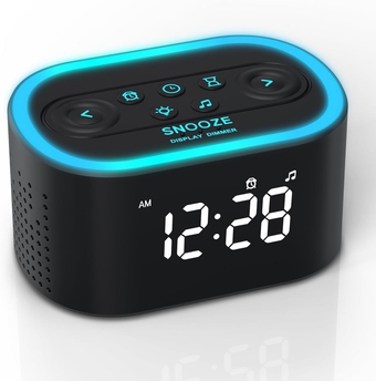 Reacher White Noise Sound Machine & Digital Alarm Clock, 21 Soothing Sounds, 7 Wake Up Sounds, 8 Night Lights, 32-Level Volume, 9 Auto-Off Timer, Memory Function for Sleeping, Bedroom, Adults, Kids