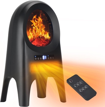 Space Heater for Indoor Use, 1500W Fast Heating Ceramic Heater with Remote, Portable Electric Heater with Thermostat, 8H Timer, Tip-Over Protection, 24” Fireplace Heater for Home, Office
