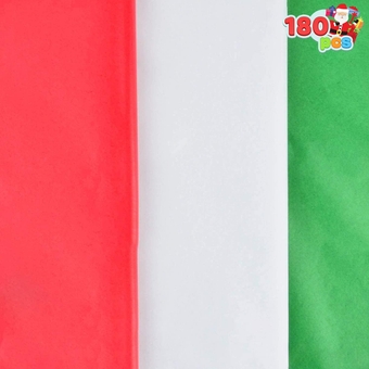 180 Sheets 20" x 20" Christmas Tissue Paper Assortment (Red, Green & White); 60 Sheets per Color Easy and Fast Gift Wrapping Accessory for Presents and Wine Bottles