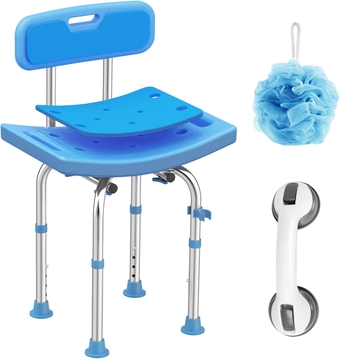 Adjustable Shower Chair for Inside Shower, Heavy Duty 380lbs Stainless Steel Shower Stool with Back, Tool Free Assembly, Anti Slip Bath Seat, Padded Shower Bench for Elderly, Handicap & Disabled