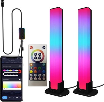 RGB Light bar,Smart Light Bars,Gaming led Lights,Work withAlexa and Google Assistant,Smart LED Lights bar with Music Modes,Bluetooth ColorLight bar for Gaming Lights Bars,PC,TV,Room.2 pcs.