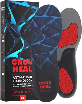 (New) Plantar Fasciitis Relief - Shoe Insoles Men Women - Medium Arch Support - Anti-Fatigue Work Boot Insoles - Orthotic Shoe Insert - Running Athletic Insoles (XL, Dark Lines)