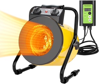 Greenhouse Heater with Digital Thermostat, Electric Portable Heater Fan for Green House, Grow Tent, Flower Room, Overheat Protection, Fast Heating (Yellow)