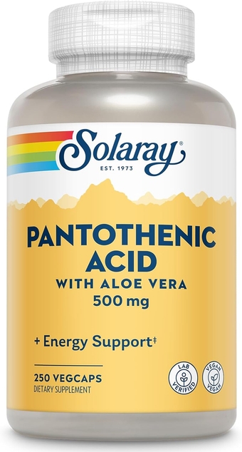 Pantothenic Acid 500mg - Vitamin B 5 - B Vitamin for Coenzyme-A Production, Energy Metabolism, Digestive Health, Hair Health, Skin and Nails Support - Vegan, 60-Day Guarantee - 250 VegCaps