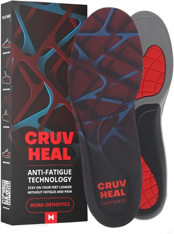 Ultimate Plantar Fasciitis Insoles for Men and Women - Medium Arch Support - Shock-Absorbing Cushioning Pads – Relieve Foot Pain and Fatigue - Designed for Boots and Shoes (M, Cherry Lines)