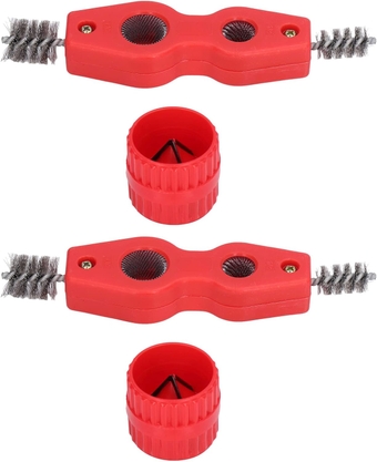 4 Pieces Copper Pipe Cleaner and Reamer Set，Include 2 PCS Copper Pipe Cleaner, 2 PCS Reamer，Pipe Deburring Rust Removal Brush for PVC PPR Copper Plumbers