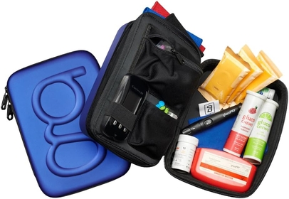 Diabetic Travel Case - Organizer for Blood Sugar Test Strips, Medication, Glucose Meter, Pills, Tablets, Pens, Insulin Syringes, Needles, Lancets (Blue, Plus)