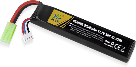 Airsoft Battery 11.1V Rechargeable 3S LiPo 2000mAh 30C Hobby Battery with Mini Tamiya & JST XH Connector for Airsoft Model Rifle RC Car Drone