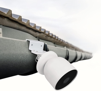 Weatherproof Gutter Mount Compatible with Google Nest Cam (Battery) (White) - Flexible Mounting for Nest Cam