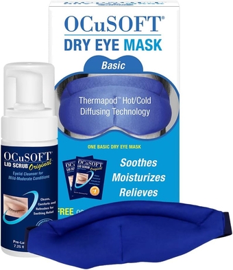 Lid Scrub Foaming Cleanser & Dry Eye Mask Bundle - Eyelid & Eyelash Cleanser & Reusable Warm Compress Bundle - Soothes Irritated Eyelids - 7.25 fl oz & 1 Thermapod Mask