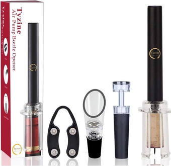 Air Pressure Pump Bottle Opener With Foil Cutter,Aerator Pourer,Vacuum Stopper(4PCS),Simple Cork Remover,Efficient Corkscrew Bottle Opener,Great For Wine Lovers,Perfect Wine Gift.