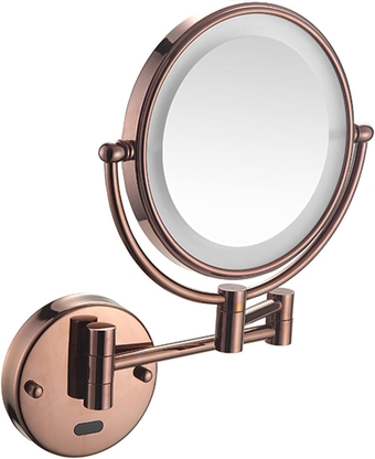 Smart Sensor LED Makeup Mirror with Lights and 10X Magnification, Double Sided Wall Mounted Swivel Extendable Vanity Mirror,Rose Gold,Hardwired (Color : Rose Gold, Size : USB)
