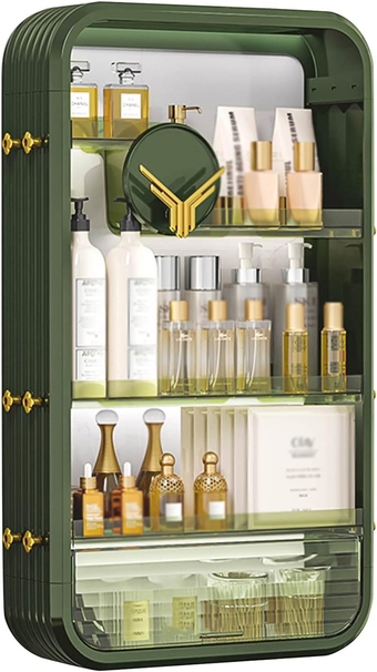 Wall Mounted Bathroom Medicine Cabinet，punch-free Dust-proof Cosmetic Storage Box，hanging Bathroom Wall Cabinet Over Toilet，multipurpose Jewelry Storage Rack，for Bathroom Kitchen Laundry Room