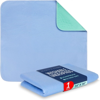 &  Incontinence Bed Pads Washable Waterproof 34”x36”, Washable Pee Pads for Adults, Elderly, Kids & Pets, Heavy Absorbency Pads for Beds for Incontinence Adults, 1 Pack Reusable Underpads