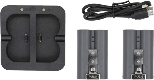 Charging Station and 2 Packs Rechargeable Lithium-Ion Battery, Compatible with Ring, for Video Doorbell 2 Doorbell 3 and Spotlight Cam Battery 6040mAh