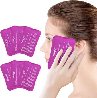 Mini Ice Packs (6 Packs) Gel Cold Packs for Injuries Reusable, Face Ice Pack for Face Surgery, Teeth Pain, Tired Eyes, Kid's Boo Boos, Bruises, Breastfeeding 4.5"X 3.2" Rosered