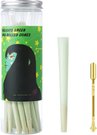 Green Pre Rolled Cones | 100 Pack | Vegan & Non GMO | Slow Burning Cones | Mini Accessory (100 Cones)
