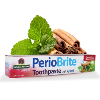PerioBrite Toothpaste, Cinnamint, 4-Ounces Natural Fluoride Free with CO Q10 | for Sensitive Teeth | Naturally Whitens Teeth | Freshens Breath | Minimizes Dry Mouth