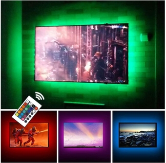 USB TV Backlight LED Strip Lights Kit for 24 to 60 inches Smart TV Sony LG Monitor, HDTV Wall Mount Stand Work Space Gaming Room Decor, LED Bias Ambient Mood Lighting