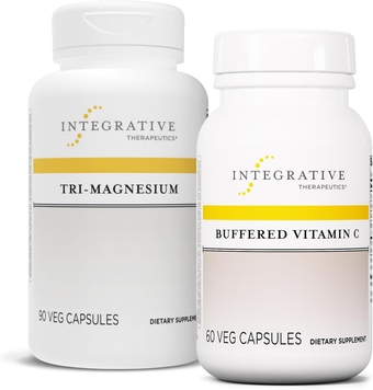 Integrative Therapeutics Bundle with Buffered Vitamin C Capsules 1,000 mg, 60 Vegan Capsules - Immune Supplement with Antioxidant Support* - & Tri-Magnesium, 90 Capsules - Supports Heart and Bone Heal