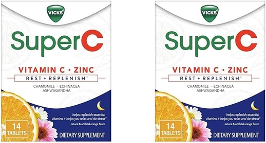 Super C Nighttime Daily Supplement to Rest and Replenish with Vitamin C, B Vitamins, and a Blend of Quality Herbal Extracts, Coated to be Easy to Swallow, from The Makers of , 28 ct (Pack of 2)