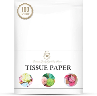 Premium Quality Gift Wrap Paper Basic Solid White Bulk Tissue Paper 15" x 20" - 100 Sheets